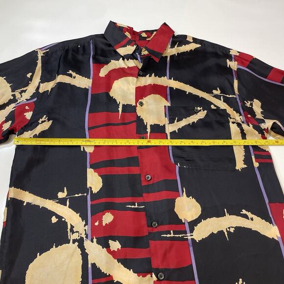 Vintage Goouch Shirt Men’s Medium Abstract Silk Short Sleeve Button Up 90s Art - Picture 4 of 6